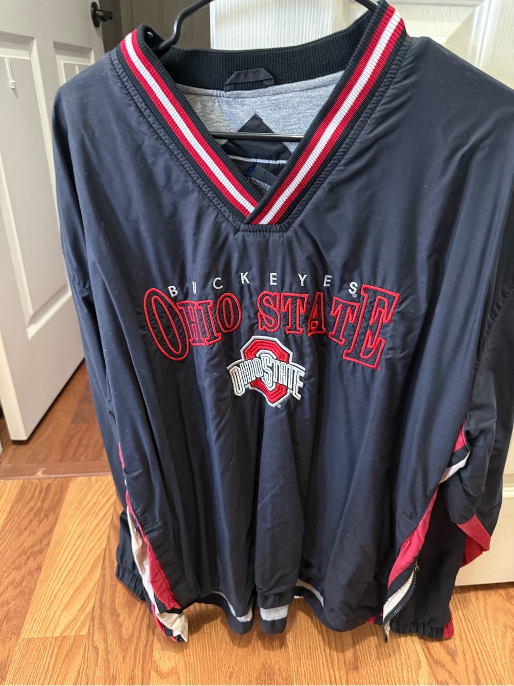Holloway Ohio State Navy Windbreaker Pullover Hoodie with Red & White Trim